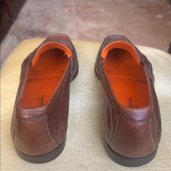 Santoni Faith Brown Leather Moc Toe Slip-On Loafer Shoes Men\'s Size 11.5 EE Wide main image 10